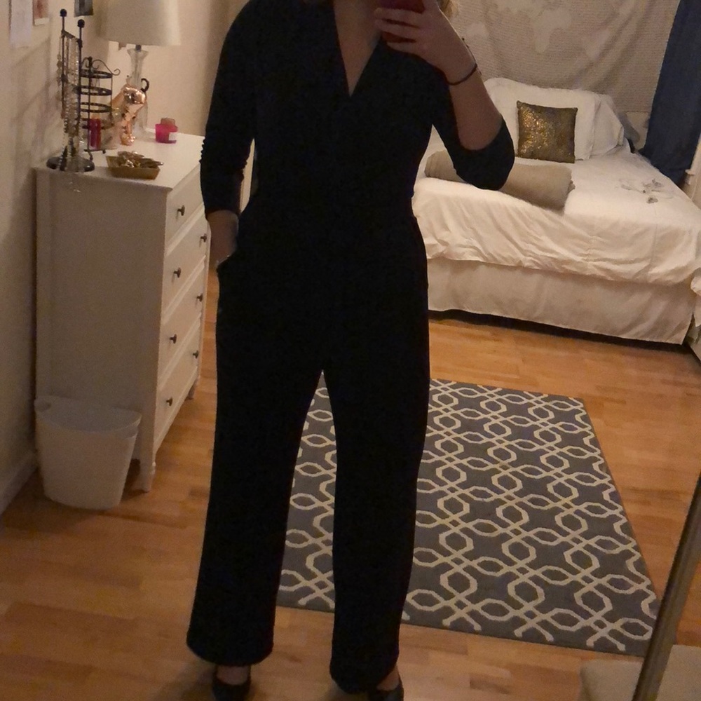 Black jumpsuit with waist tie